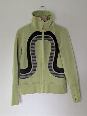 Lululemon 🍋‍🟩 Lime Green Full Zip Jacket with Black & Gray Accents - Size 8